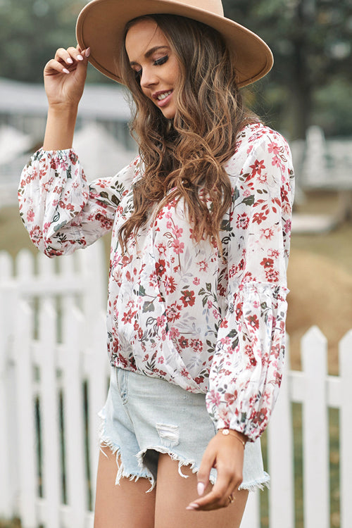Enchanted Evening Floral Print Wrap Top