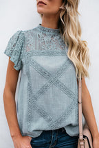 Not So Secret Lace Overlay Ruffle Top