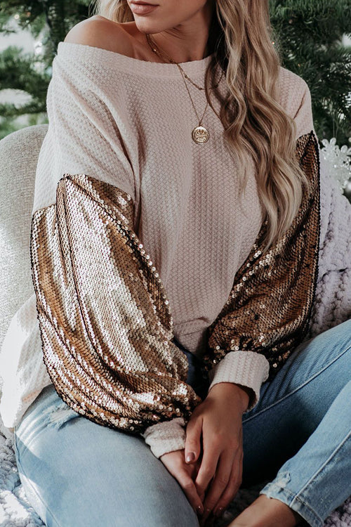 Completely Into You Sequin Sleeve Knit Top
