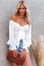 Find Yourself Tie-Front V-Neck Smocked Top