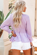 Find Yourself Tie-Front V-Neck Smocked Top