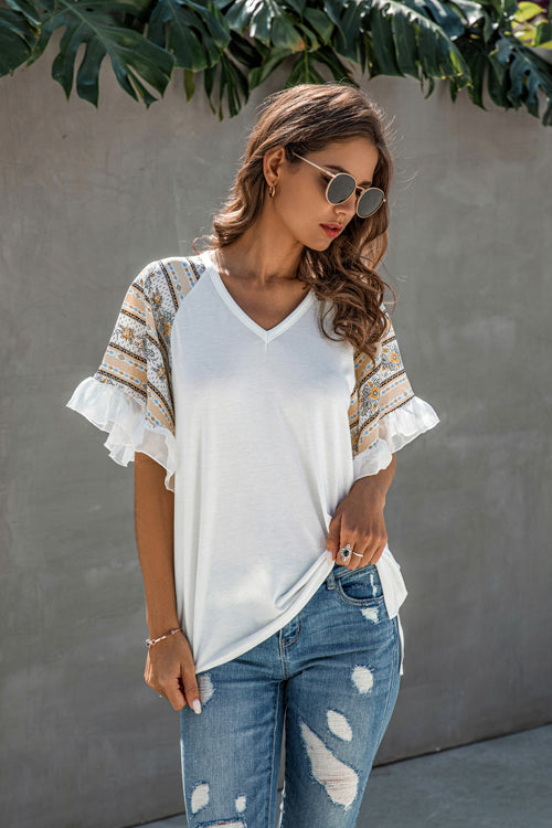 Forever Beloved Boho Printed Sleeve Top