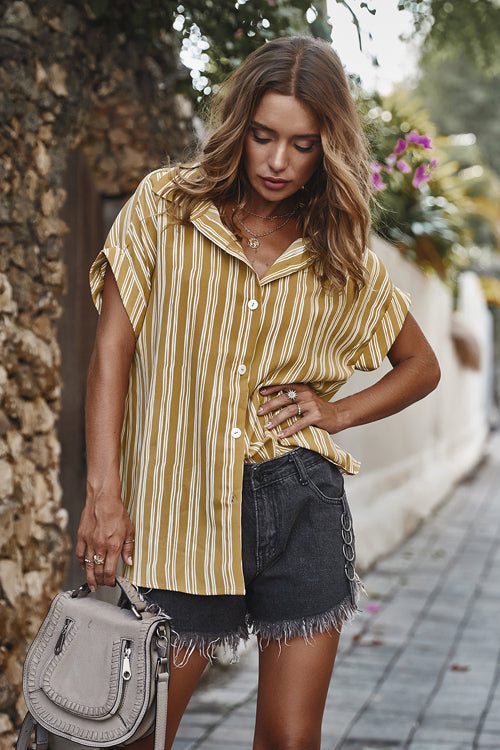 Move With Ease Striped Short Sleeve Shirt
