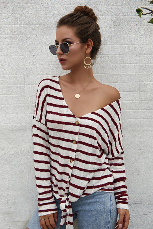 Dreaming of Getaway Striped Button-Up Top