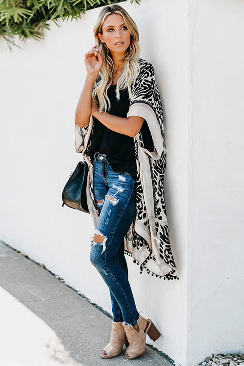 Coastal Escape Boho Print Kimono