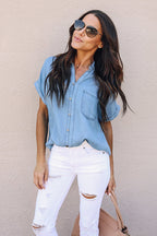 Escape With Me Denim Short Sleeve Shirt