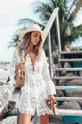 Summer Mood Lace Hollow-Out Beach Blouse