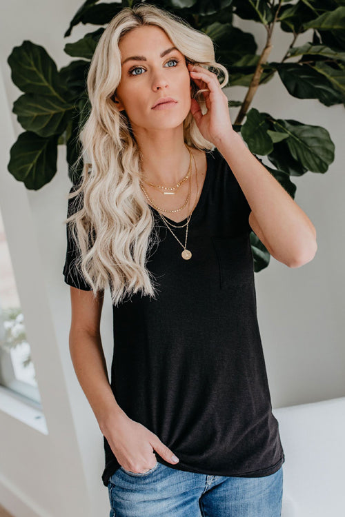 Everyday Essential Pure Color V-neck Tee
