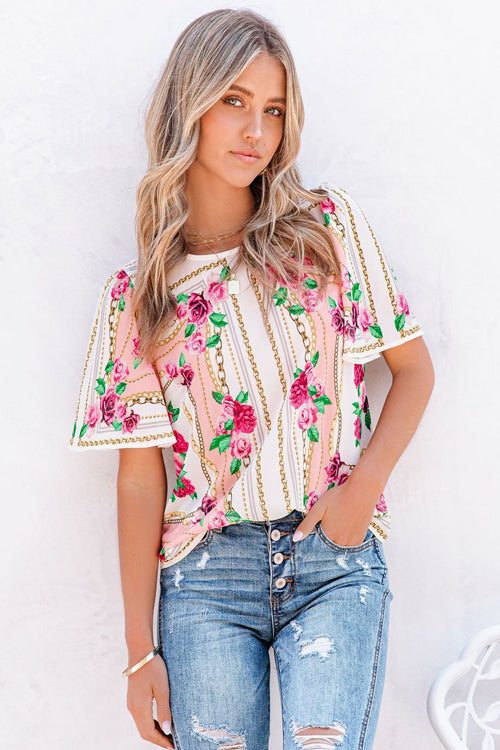 Hello Beloved Floral Print Short Sleeve Top