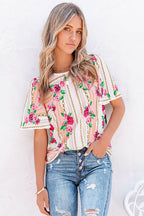 Hello Beloved Floral Print Short Sleeve Top