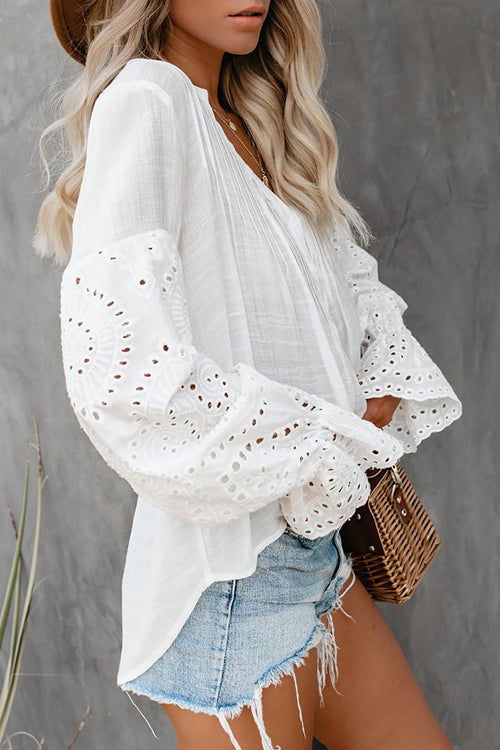Longest Affection V-Neck Hollow-Out Top