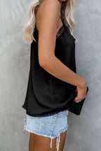 Stay Delightful Lace Spaghetti Cami Top