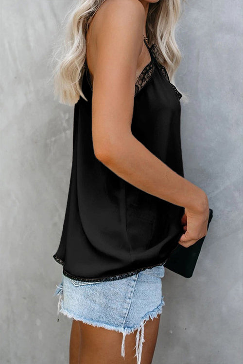 Stay Delightful Lace Spaghetti Cami Top