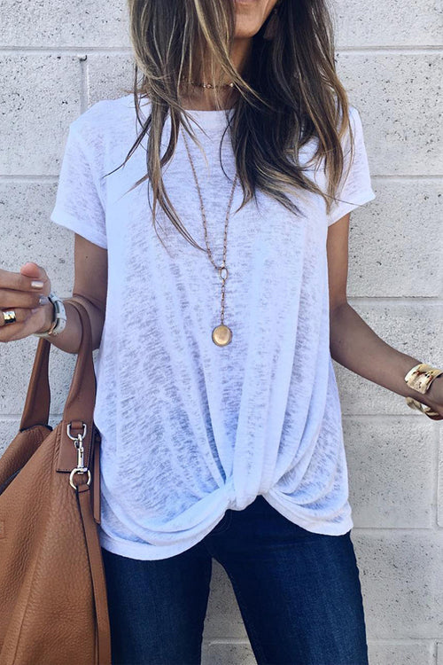 Everyday Essential Pure Color Knotted Tee
