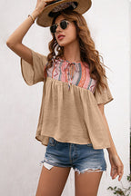 Close Connection Boho Printed Short Sleeve Top