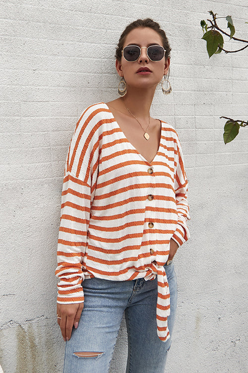 Dreaming of Getaway Striped Button-Up Top