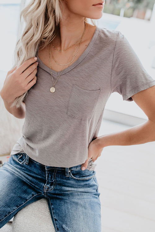 Everyday Essential Pure Color V-neck Tee