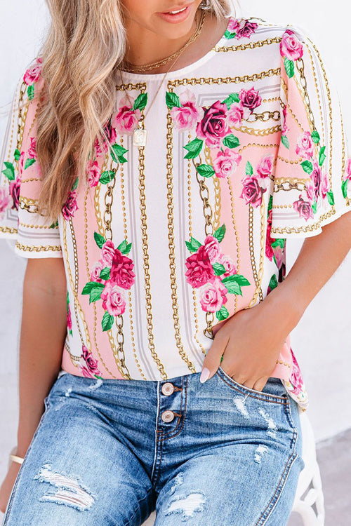 Hello Beloved Floral Print Short Sleeve Top