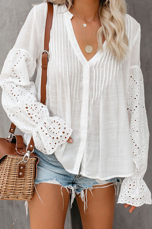 Longest Affection V-Neck Hollow-Out Top