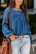 Worth The Time Denim Long Sleeve Top