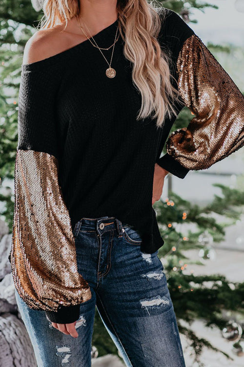 Completely Into You Sequin Sleeve Knit Top
