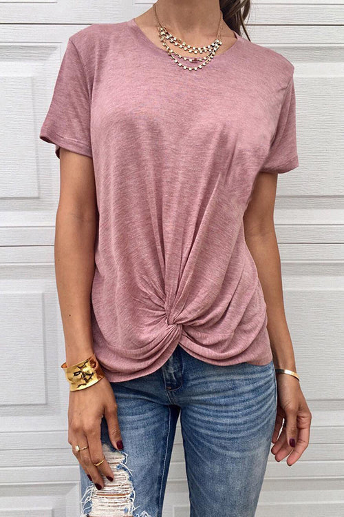 Everyday Essential Pure Color Knotted Tee