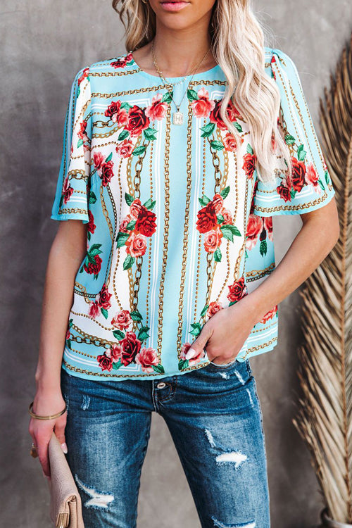 Hello Beloved Floral Print Short Sleeve Top
