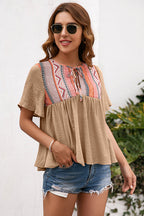 Close Connection Boho Printed Short Sleeve Top