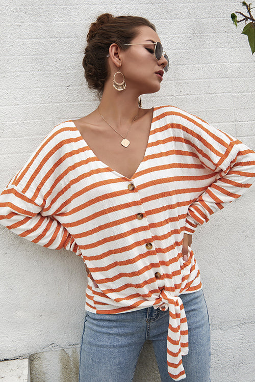 Dreaming of Getaway Striped Button-Up Top