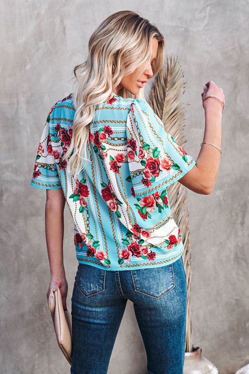 Hello Beloved Floral Print Short Sleeve Top