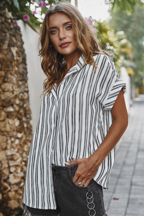 Move With Ease Striped Short Sleeve Shirt