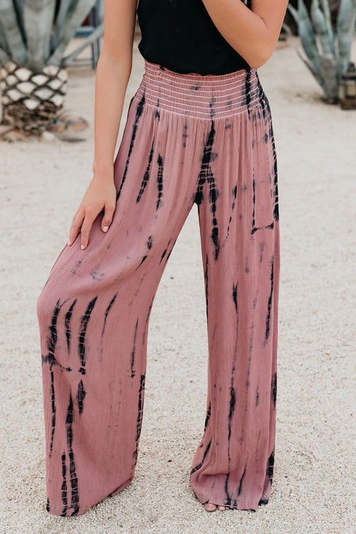 Taking a Vacation Wide Leg Smocked Pants
