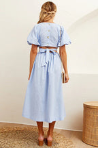 In Affection Forever Puff Sleeve Cutout Midi Dress