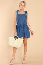 Season Of Playful Spirit Tied Up Denim Mini Dress