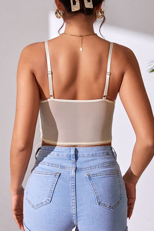 Best Evening Ever Strap Lace Bustier Crop Top