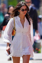Adorable Beloved White Crochet Lace Long Sleeve Mini Dress