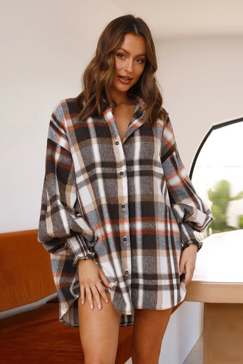We're Better Together Plaid Long Sleeve Mini Dress