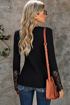 In The Spotlight Ribbed Lace Long Sleeve Top