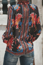 Affection Always Print Smocked Long Sleeve Top