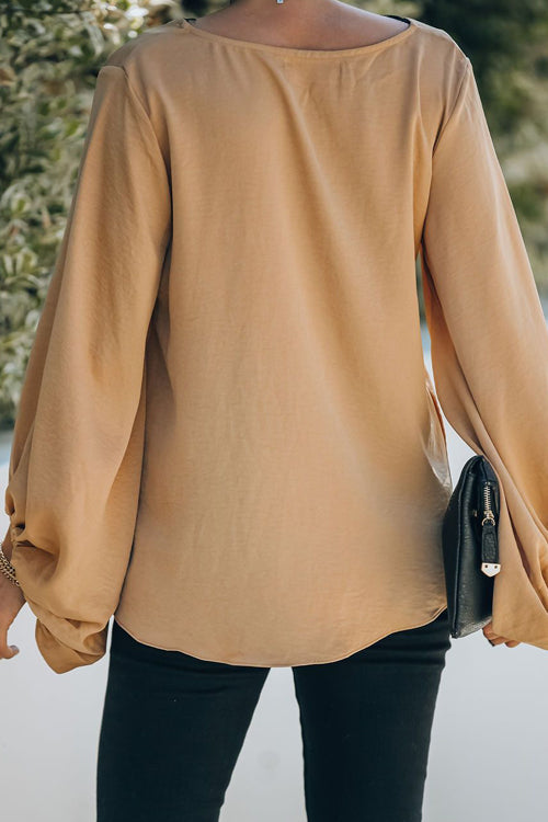 Date Evening Out Lace Balloon Sleeve Top