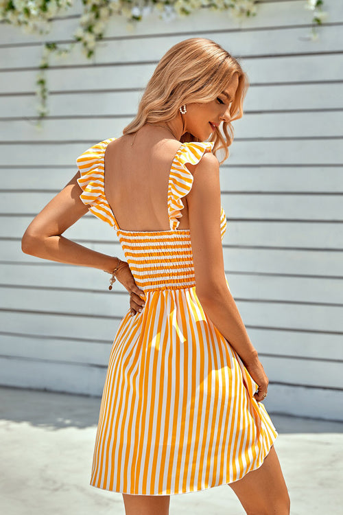 Loveliest Look Striped Off Shoulder Mini Dress