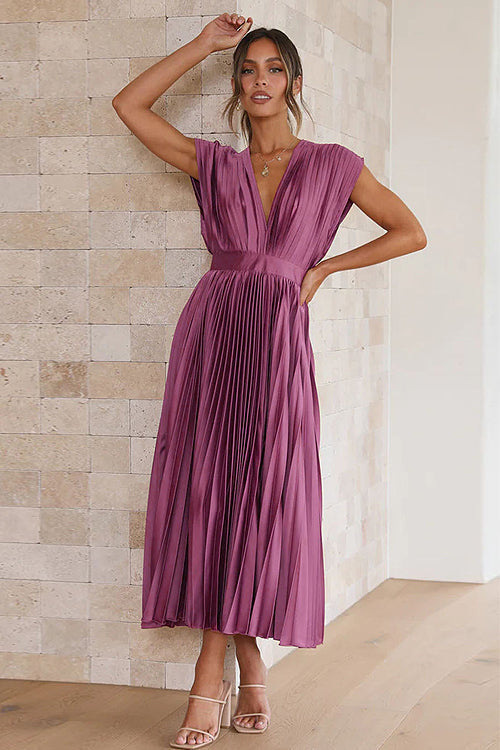 A New Day V-Neck Pleated Midi Dress