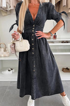 On This Delightful Day Button Down Denim Maxi Dress
