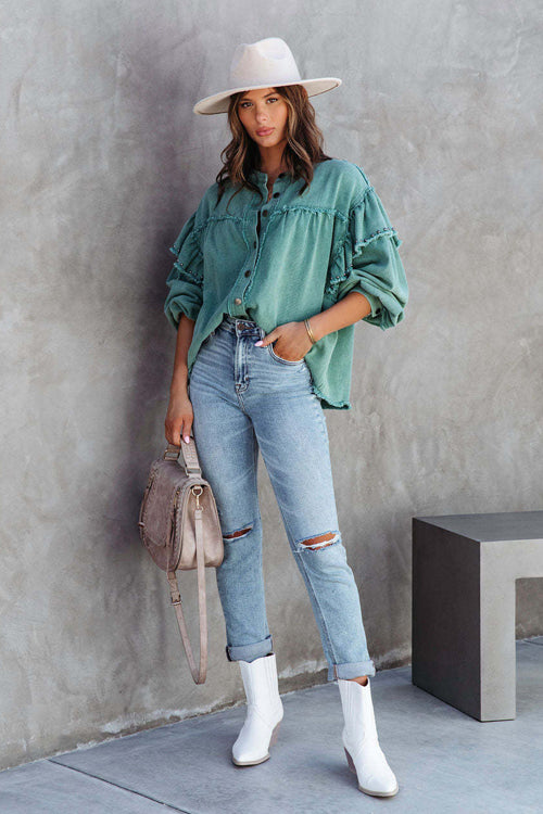 Your Finest Ruffled Rivet Shacket