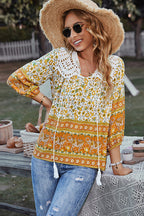 Summer Escape Lace Boho Print Top