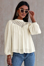 Romance-Inspired History Lace Balloon Long Sleeve Top