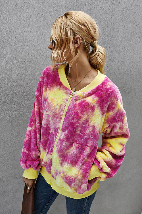 Autumn Ready Tie-Dye Fluffy Jacket