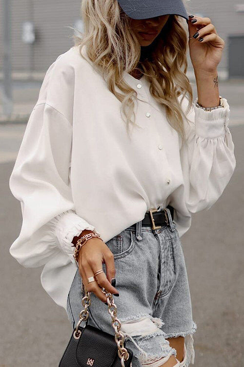 Mood Setter Polka Dot Print Button Down Top