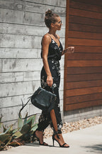 Divine Time Side-Slit Floral Print Jumpsuit