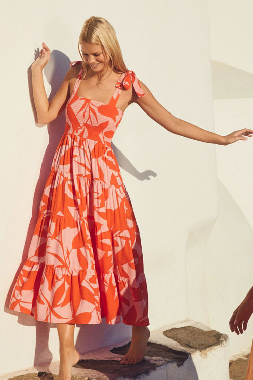 Sunset Escape Print Maxi Dress - Orange